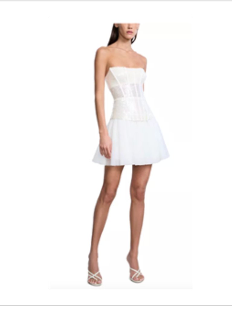 Bcbgmaxazria Sequin Lace Peplum Tulle Strapless Corset Mini Dress Nwt — image 5 of 5